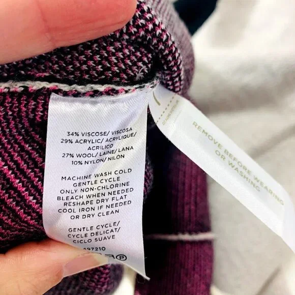 Ann Taylor Sweater Knit Floral Wool Bell Sleeve Black Barbie Pink Medium Grey - Picture 7 of 8